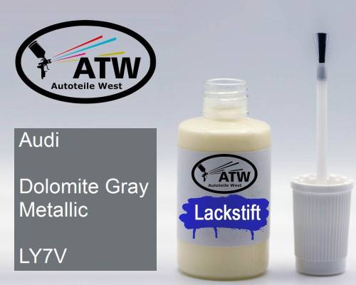 Audi, Dolomite Gray Metallic, LY7V: 20ml Lackstift, von ATW Autoteile West.